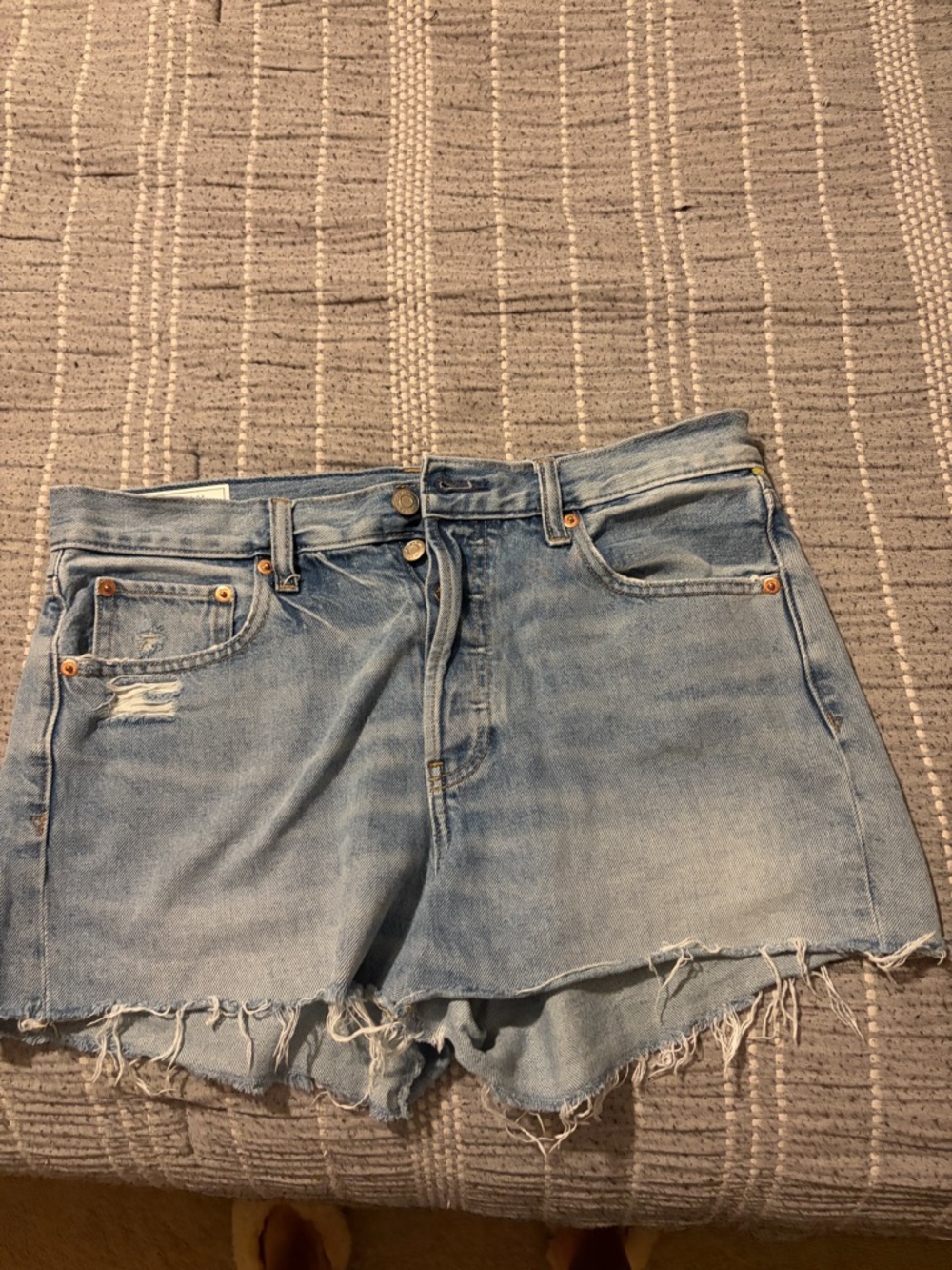GAP Light Wash Frayed Denim Cutoff Shorts - Blue